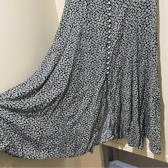 Women’s Vintage Green White Floral D.B.Y brand Dress + Pearl buttons corset S:9 - Picture 10 of 15